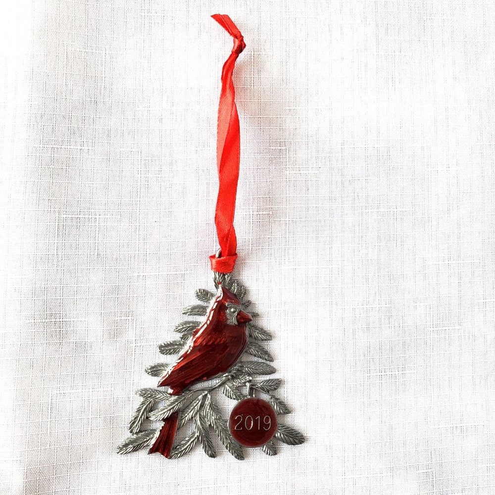 RARE RED CARDINAL Metal Hanging Christmas Ornament 2019  3" The Paper Store EUC